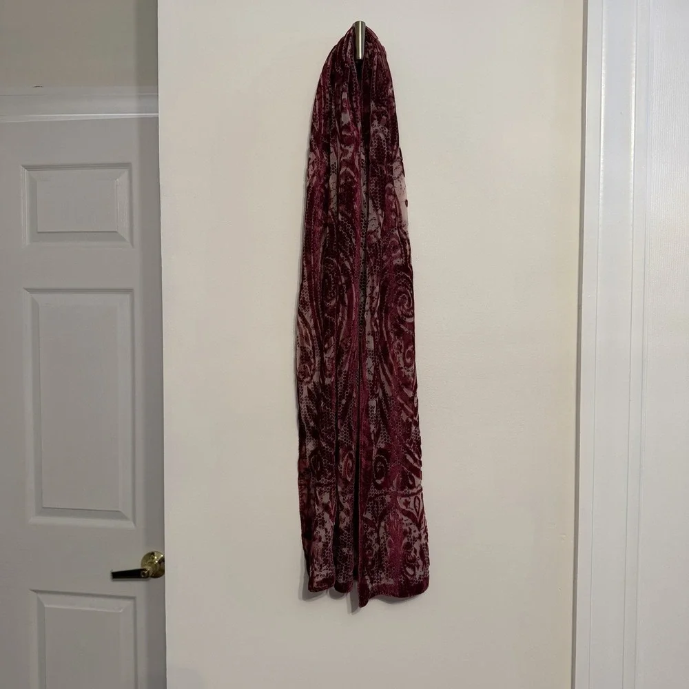 Reversible Floral scarf  Burgundy/Beige Viscose Nylon Dry Clean Only